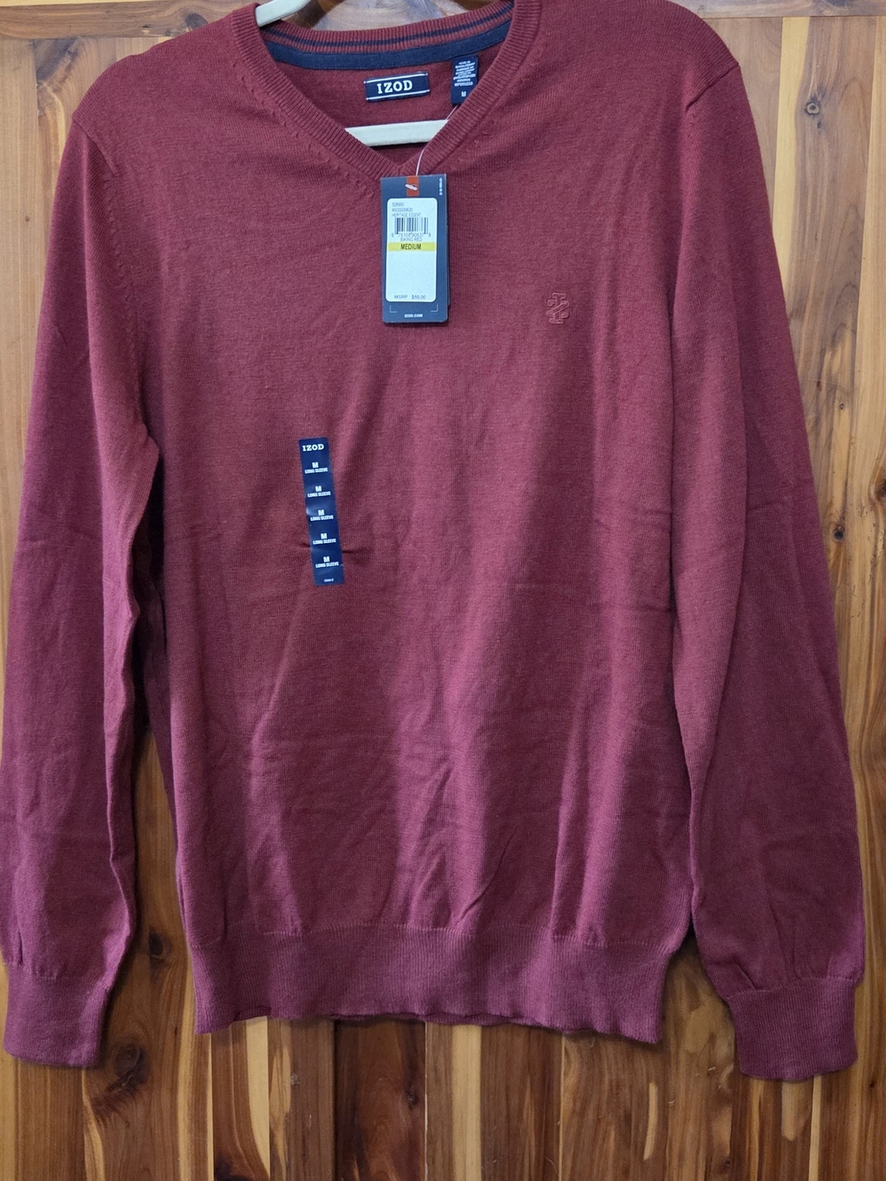 Izod Men's V-Neck Sweater in Deep Burgundy NWT